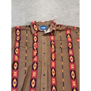 VTG Wrangler Pearl Snap Shirt Mens XXL Multicolor Aztec Southwest Western Cowboy